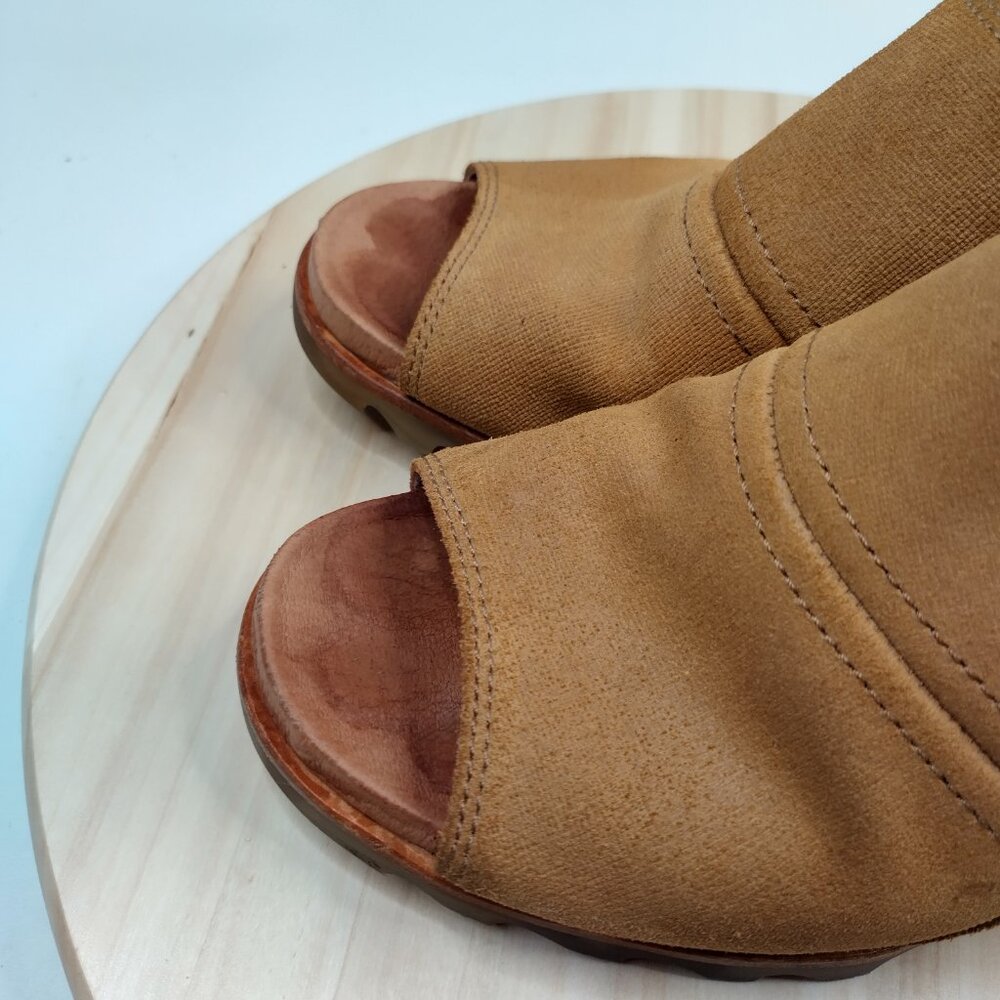 Sorel Joanie Mule I Leather Camel Brown Wedge Sandals Women US 9 - Picture 5 of 15